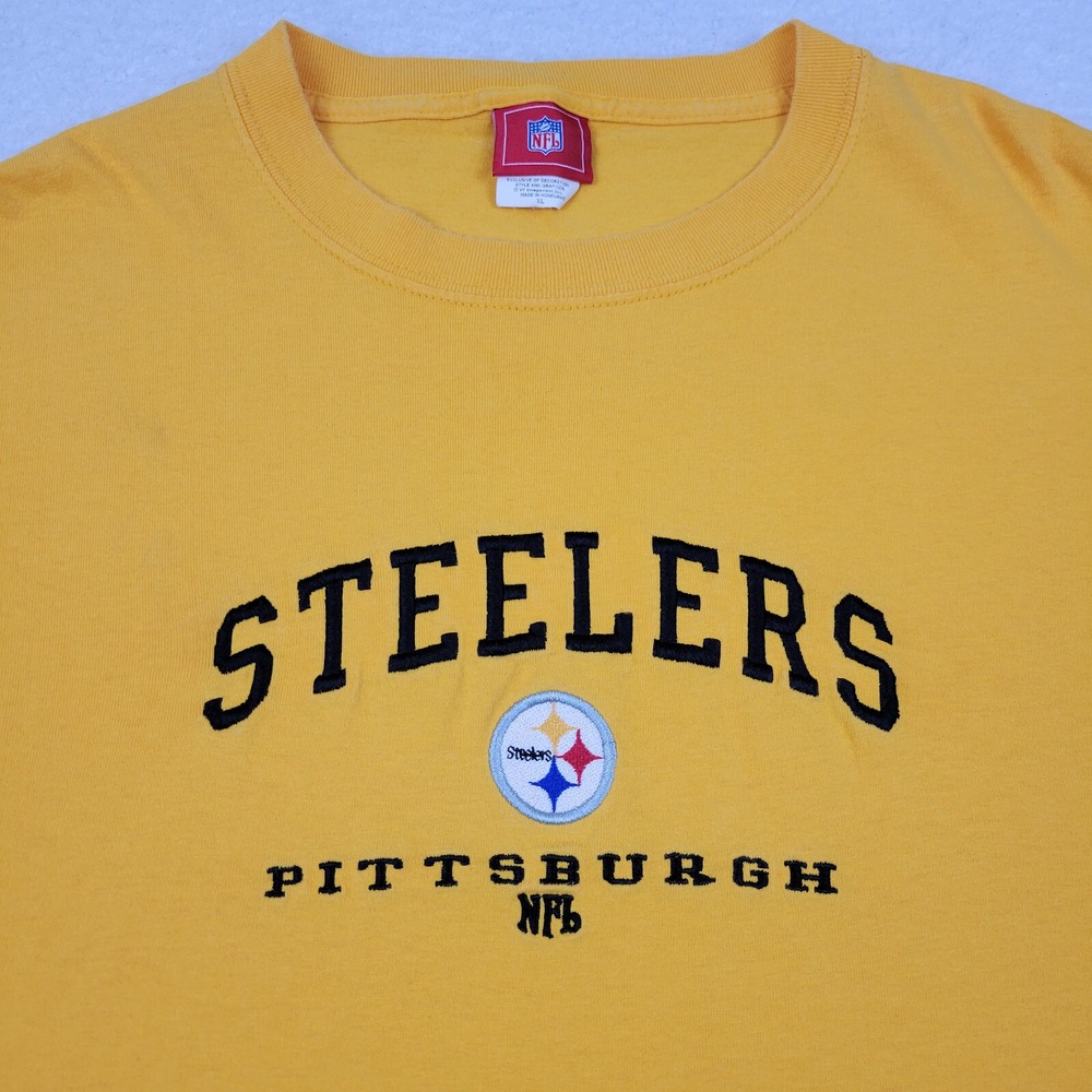Pittsburgh Steelers Embroidered Short Sleeve Crewneck Shirt Mens XL Yellow SS